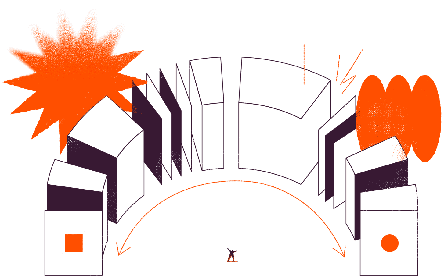 An illustration of several shapes representing AI orchestration